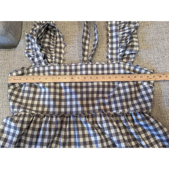 Unbranded No Size Tag Gray White Gingham Plus Size Sleeveless Ruffle Shirt 2X - Picture 5 of 10